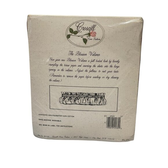 CROSCILL Rosebud Blouson VALANCE  86” Wide 16” Deep NOS Striped Cottagecore - Picture 2 of 2